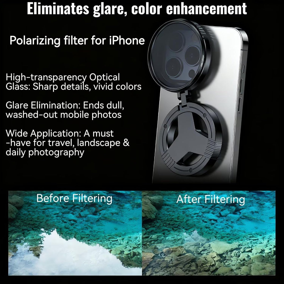 AWAKINK 52mm 17/16/15/14/13 Magnetic CPL Filter for iPhone, Polarizing Filter, Circular Polarized Lens Filter