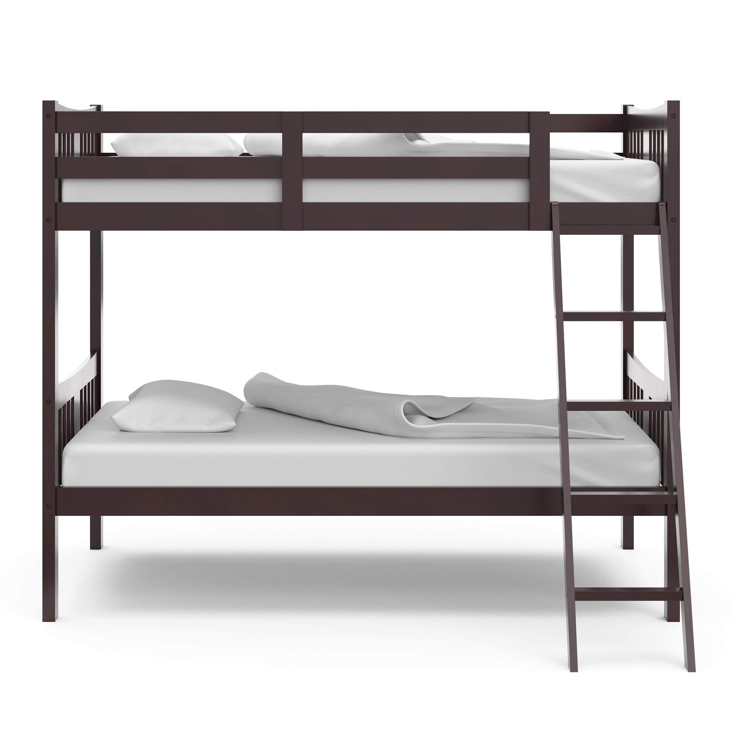 Storkcraft Caribou Bunk Bed Twin Over Twin Bunk Bed (Espresso) - GREENGUARD Gold Certified, Twin Bunk Beds for Kids, Converts to 2 Individual Twin Beds, Bunk Beds for Kids