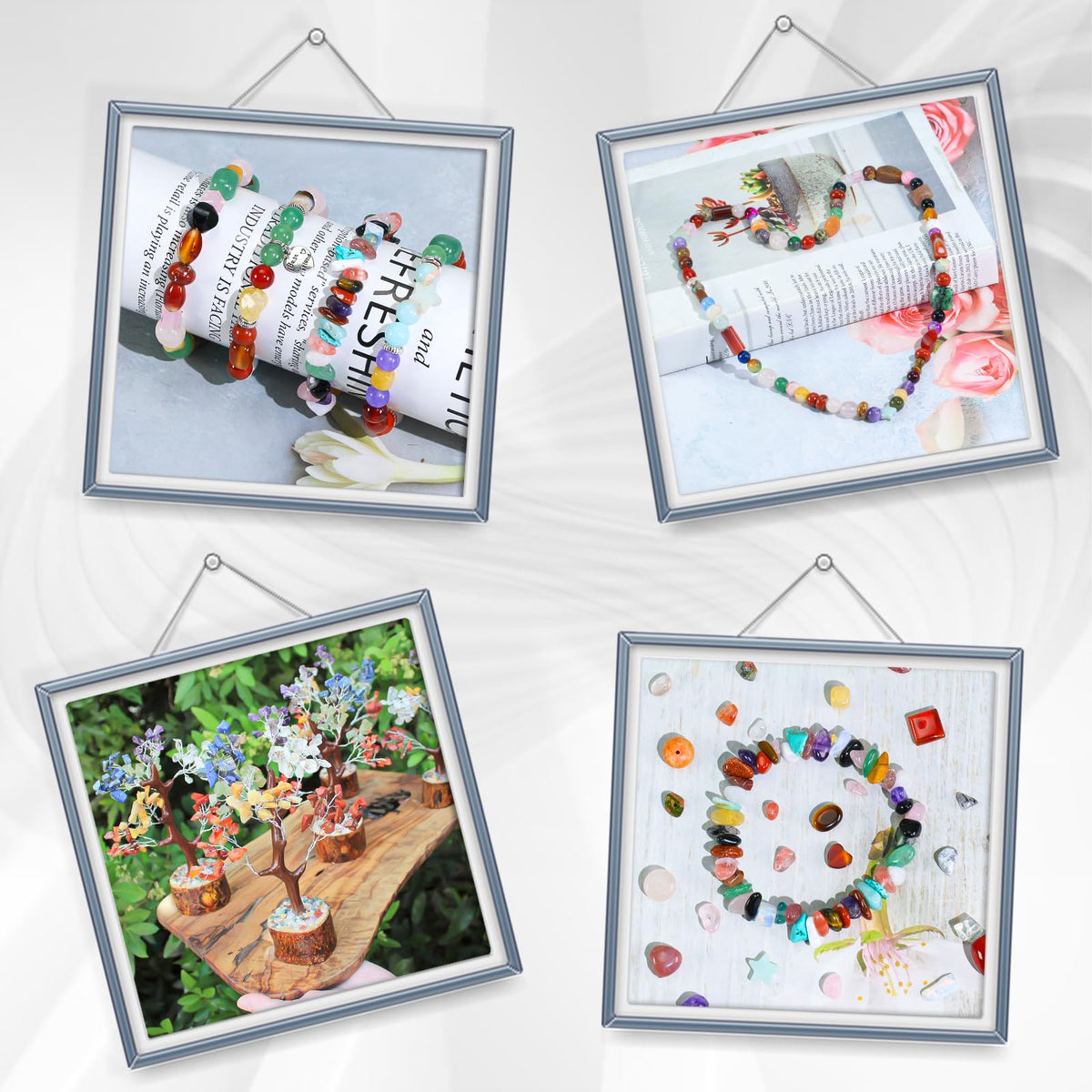 Assorted Natural Stone Beads for Jewelry Making - Mixed Bulk Semi Precious Gemstone Crystal Beads for Crafts Bracelets Earrings Necklace (0.25 Pounds)