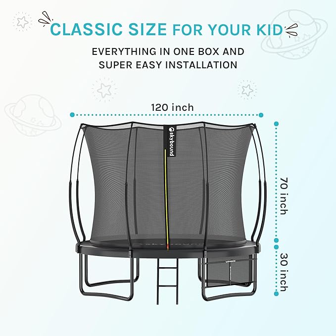 SkyBound 14 FT 12 FT 10FT 8FT 6FT Springless Trampoline for Kids and Adults - Recreational Trampolines with AntiRust Coating - Bungee Cords Outdoor Trampoline for Kids - No-Gap Design Zipper System