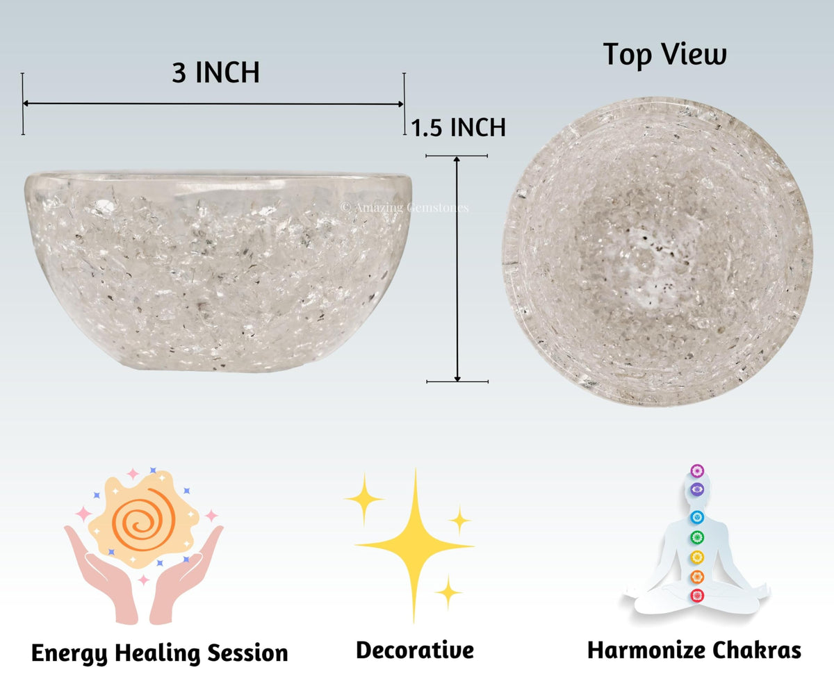 Amazing Gemstone Clear Quartz Orgonite Orgone Crystal Gemstone Bowl - 3" Orgonite Clear Quartz Crystal Bowl for Meditation, Crystals and Healing Stones Gift and Protection