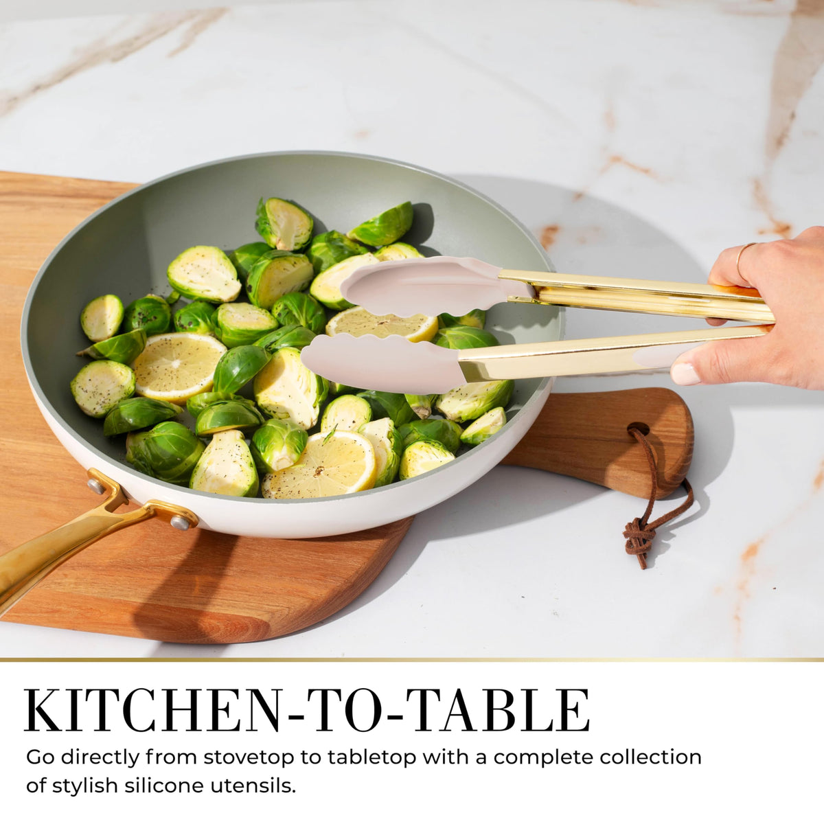 7-Piece Beige & Gold Kitchen Utensils Set – Non-Toxic Silicone & Stainless Steel Tools for Cooking, Serving, & Hosting – Ideal for Nonstick Cookware & Modern Kitchens, with Gold Utensil Holder