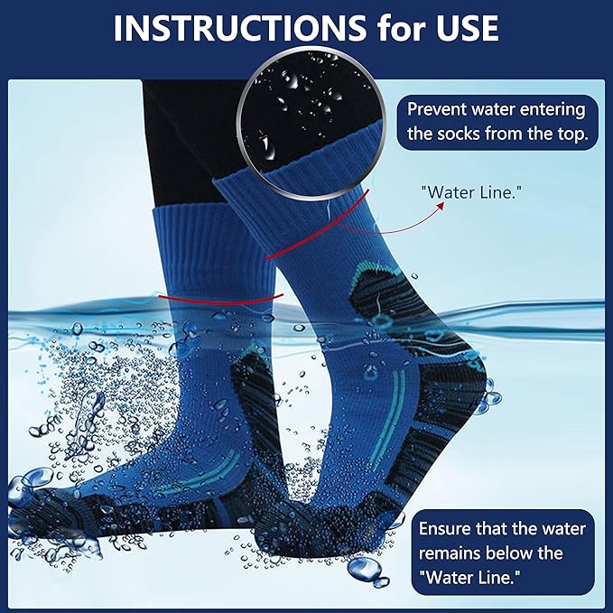 RANDY SUN Waterproof Skiing Socks, [SGS Certified] Unisex Knee High Breathable Hiking Trekking Sock 1 Pair