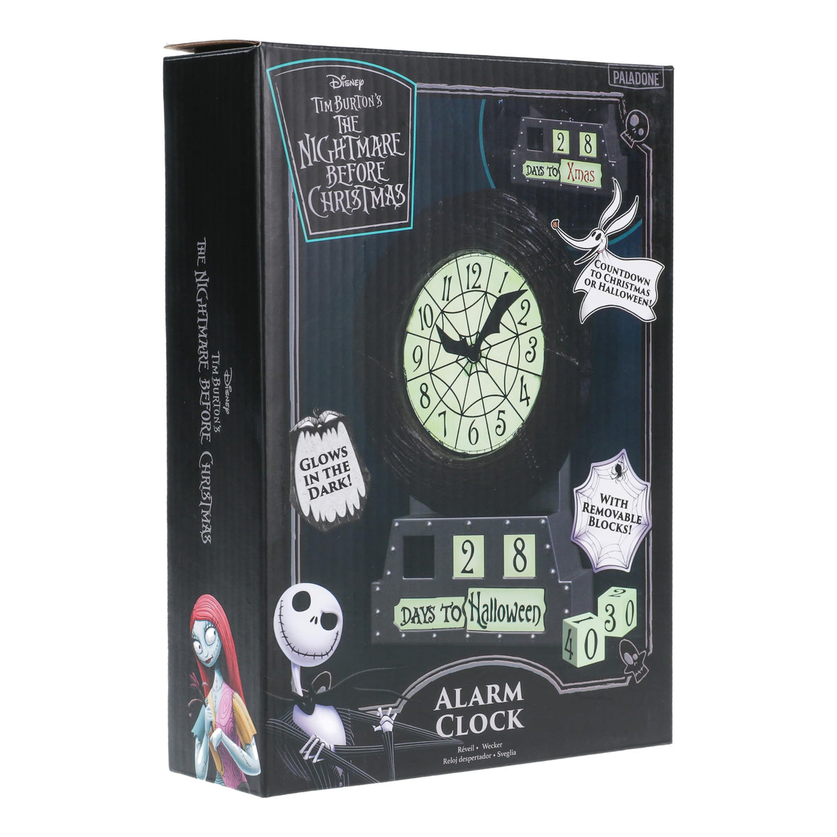 Paladone Nightmare Before Christmas Countdown Alarm Clock - Officially Licensed Disney Merchandise, Glow in The Dark Festive Decoration for Halloween and Christmas, Spooky Home Decor
