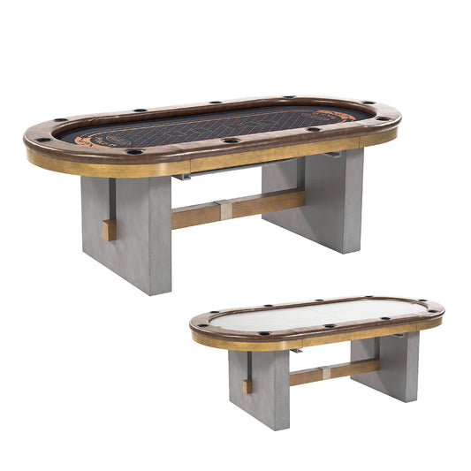 Barrington Billiards 10 Player Urban Collection Poker Table with Dining Top, Grey/Brown, 87 Inches