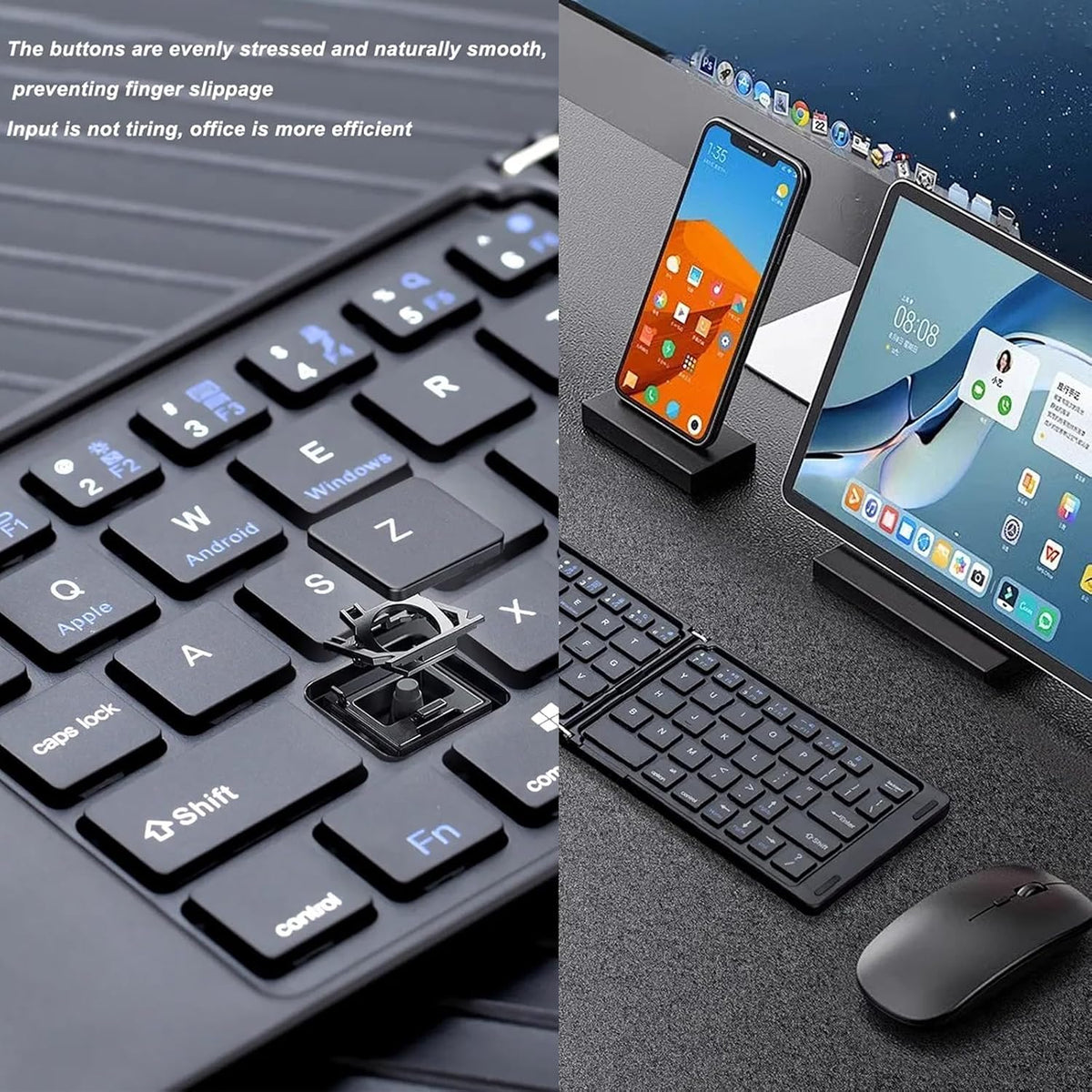 Tek Styz 403E Wireless Bluetooth Keyboard Compatible with Spice Mobile X-Life Built-in Phone Holder/Stand-Ultra Slim