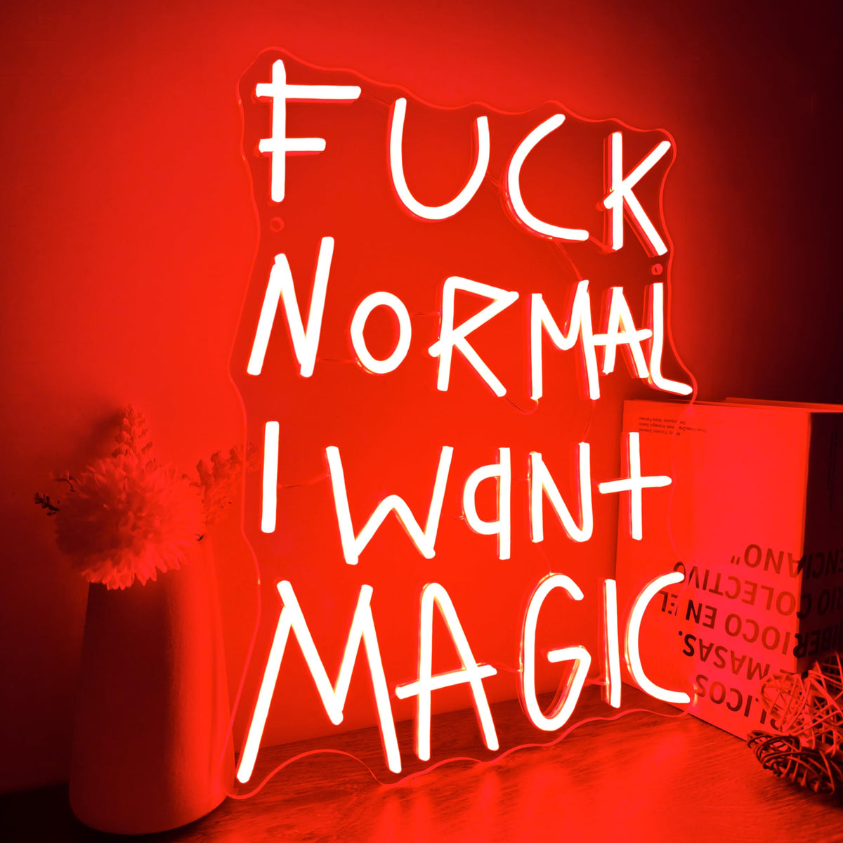 F**k Normal I Want Magic LED Neon Sign Bold Statement Wall Art Gothic Room Decor Alternative Aesthetic Light Christmas gifts