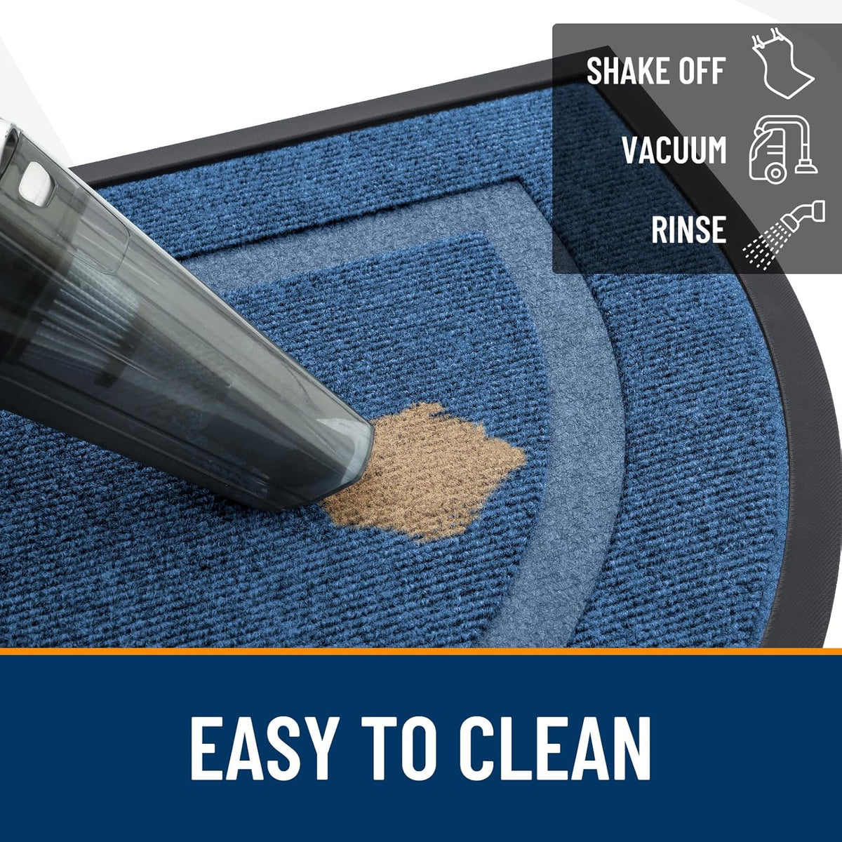 OLANLY Half Circle Door Mat - Waterproof All-Season Indoor/Outdoor Welcome Mat | 58x23 Light Blue