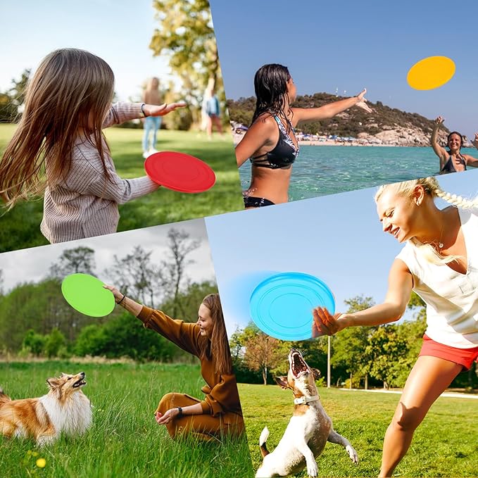 24pcs Flying Disc 7 Inch Silicone Flying Disks Bulk for Dog Outdoor Backyard Lawn School Teaching Early Education Sports Games Party Favors, 6 Colors