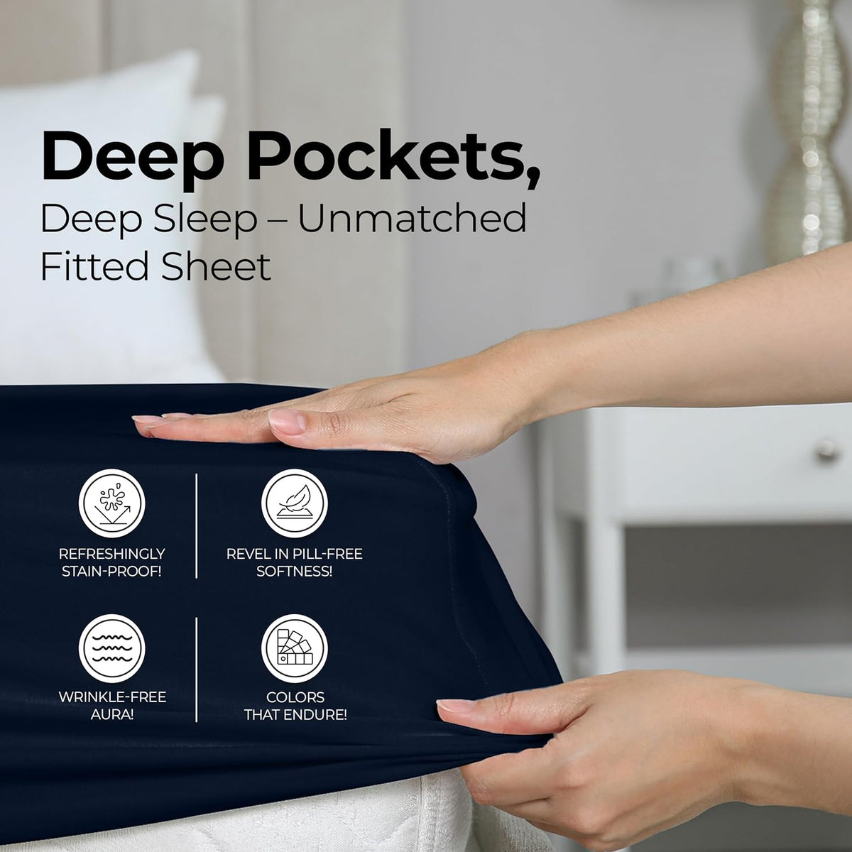 Utopia Bedding Full Fitted Sheet - Deep Pocket Soft Microfiber - Navy - Shrinkage & Fade Resistant