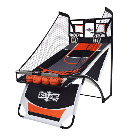 Hall Games Premium Arcade Basketball Shootout - Heavy-Duty Foldable Indoor Arcade Game with Shatterproof Pro-Style Backboard – 2 Player Foldable Basketball Arcade Game