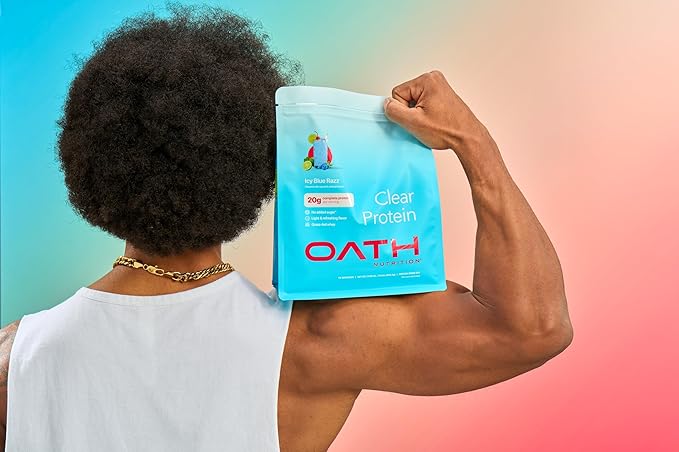 Clear Whey Isolate Protein Powder, ICY Blue Razz, 20g Complete Protein per Serving, No Added Sugar, Grass-Fed, 21 Servings