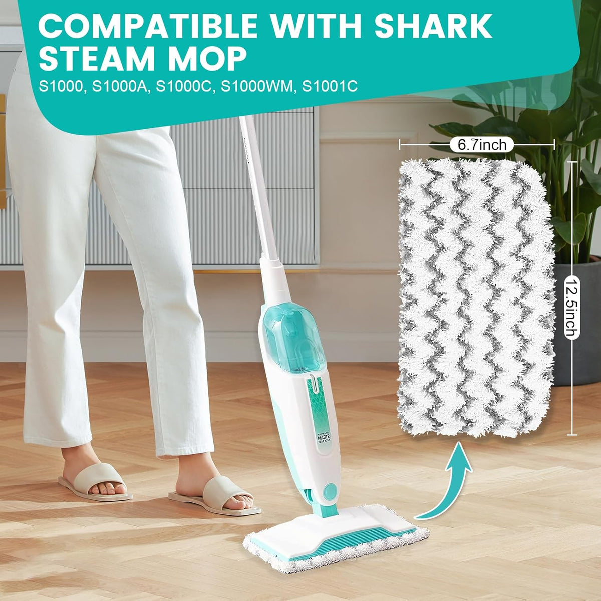Shark 6-Pack Steam Mop Replacement Pads - Washable Microfiber Cleaner Pads for S1000 Series