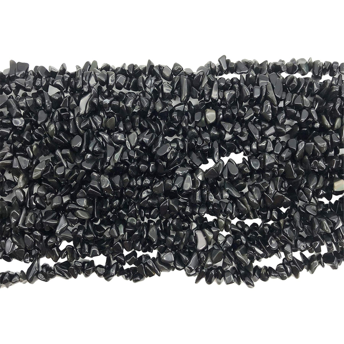Fekuar 64" Irregular Tumbled Black Obsidian Chip Beads for Jewelry Making, Healing Crystal Drilled Loose Bead Strand DIY Craft Supplies, 5-8mm
