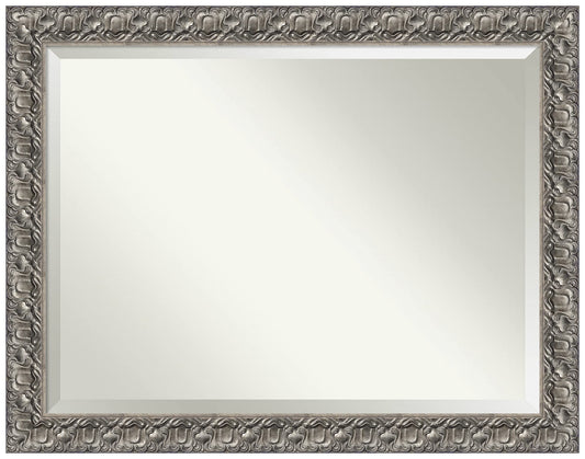 Amanti Art Silver Bathroom Mirror for Over Sink, 36x46 Silver Luxor Rectangle Vanity Mirror, X-Large Traditional Wood Frame, Hangs Horizonally and Vertically, Bathroom Wall Decor, Beveled Edge
