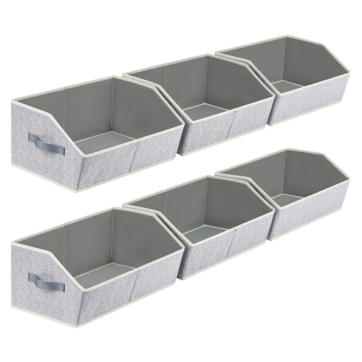 Homsorout Closet Organizers Bins 6 Packs - Large Closet Shelf Organizer with Handles, Fabric Trapezoid Storage Bins, Collapsible Storage Cubes for Clothes, Towels, Light Gray