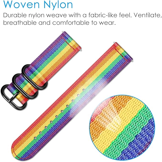 FINTIE Bands Compatible with Fitbit Versa 2/1 / Lite Edition, Soft Nylon Replacement Strap Wristband Accessories (Colorful)