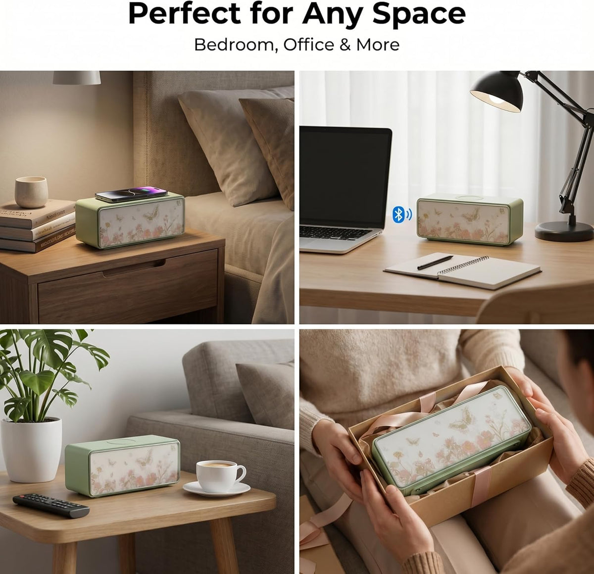 Sleeping4-in-1 DUSVALLY Bluetooth Speaker with Fast Wireless Charger, Adjustable Night Light for Bedroom, Pillow