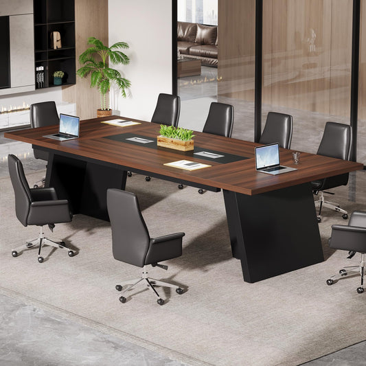 Tribesigns 8ft Conference Table, Large Office Conference Table for 8-10 Person, Business Seminar Furniture for Conference Room