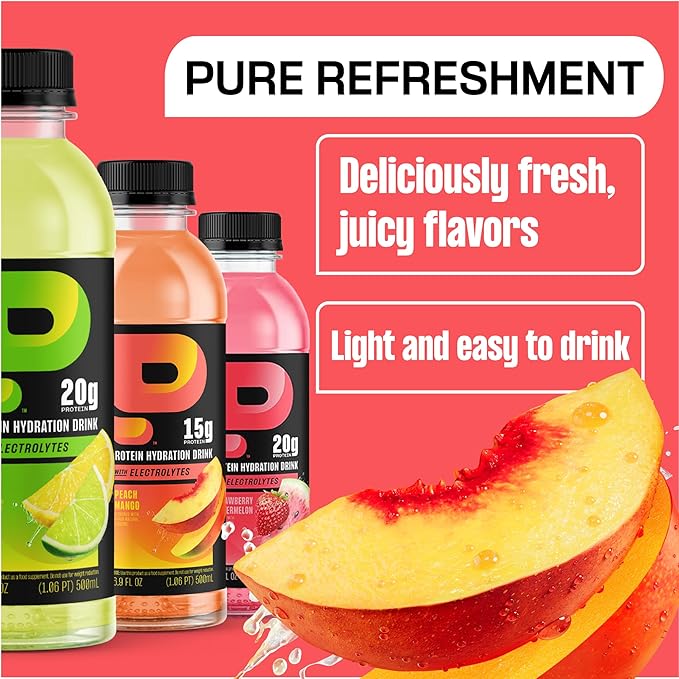 Protein2o 15g Whey Protein Infused Water, Peach Mango, 16.9 Oz Bottle (Pack of 12)