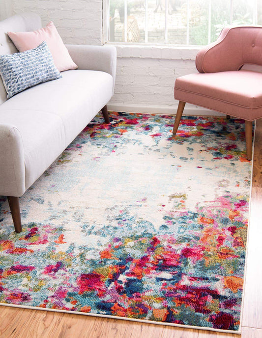 Unique Loom Chromatic Collection Modern Colorful & Vibrant Abstract Area Rug For Any Home Décor 9' 10 x 13' 0 Rectangular, Multi/Beige