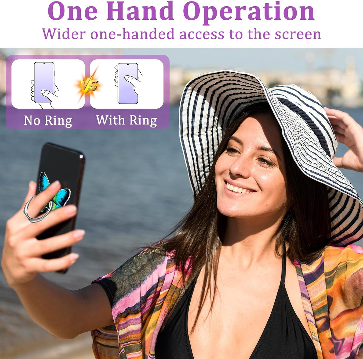 BOHUIZ 4 360Rotation PCS Butterfly Cell Phone Ring Stand Holder, Cute Butterfly Ring for Phone Case Phone Ring Holder