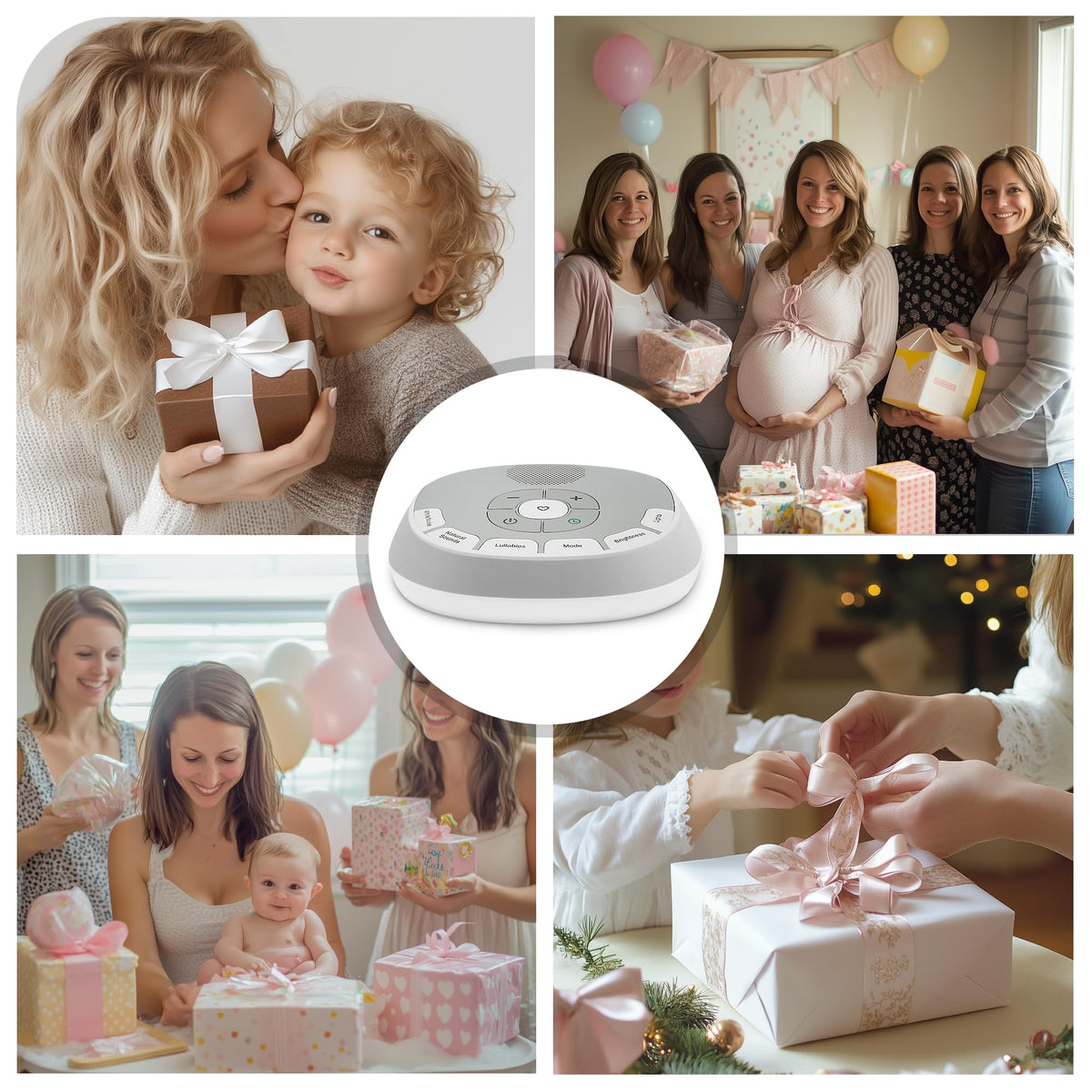 White Noise Sound Machine Baby | 20 Soothing Sounds and Night Light for Sleep and Relaxation | Heartbeat Sensor Mimics Mom’s Heartbeat for Newborns | Adjustable Volume and Auto-Off Timer (White)