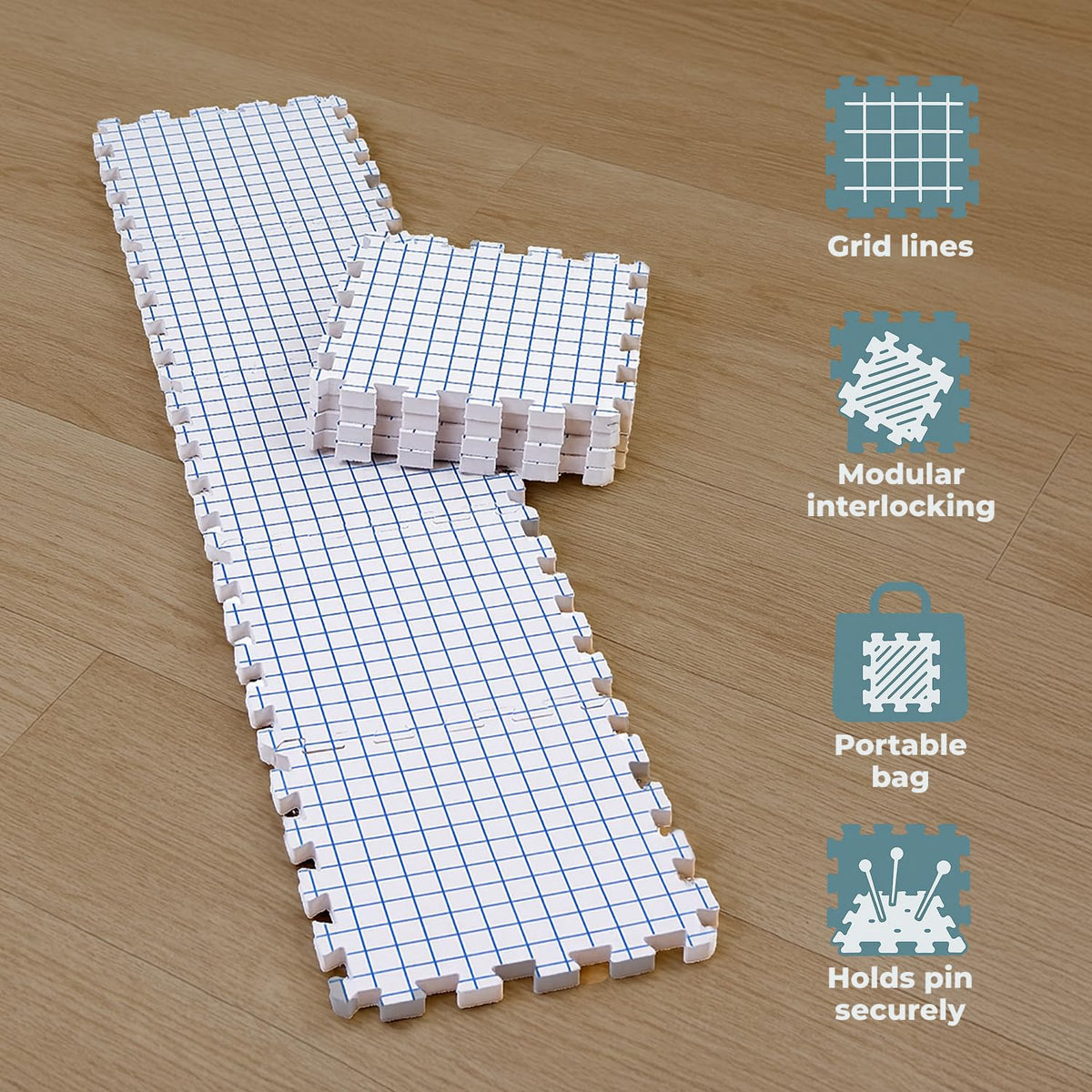 Blocking Mats for Knitting - KnitIQ Extra Thick Blocking Boards for Crochet Projects with Gridlines - 100 T-Pins and Storage Bag Included for Knitting Supplies - Standard Mat Set - Pack of 9