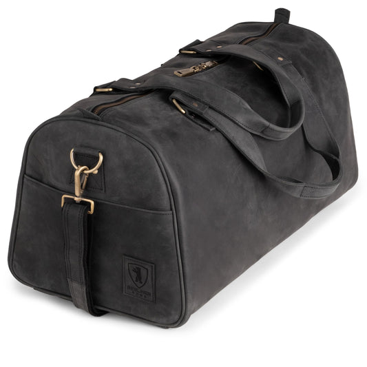 Berliner Bags Vintage Genuine Leather Duffle Bag Oslo for Travel or the Gym, Weekender, Travel Bag, Overnight Bag for Men and Women - Brown - Dark Grey