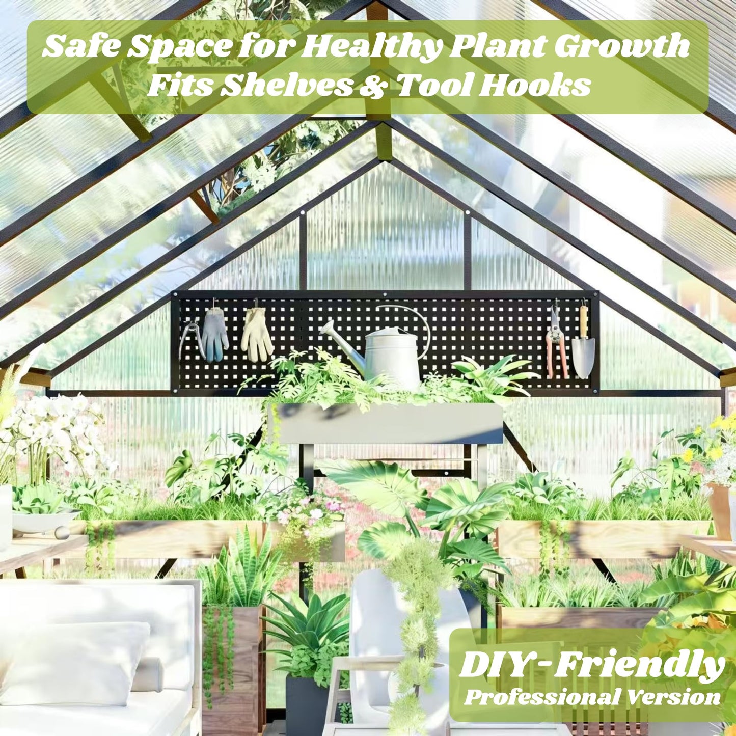 8x12 FT Greenhouses for Outdoors, Polycarbonate Greenhouse with PC Panels, Greenhouses for Outdoors for Yard, Garden, Hobby, Dark Gray
