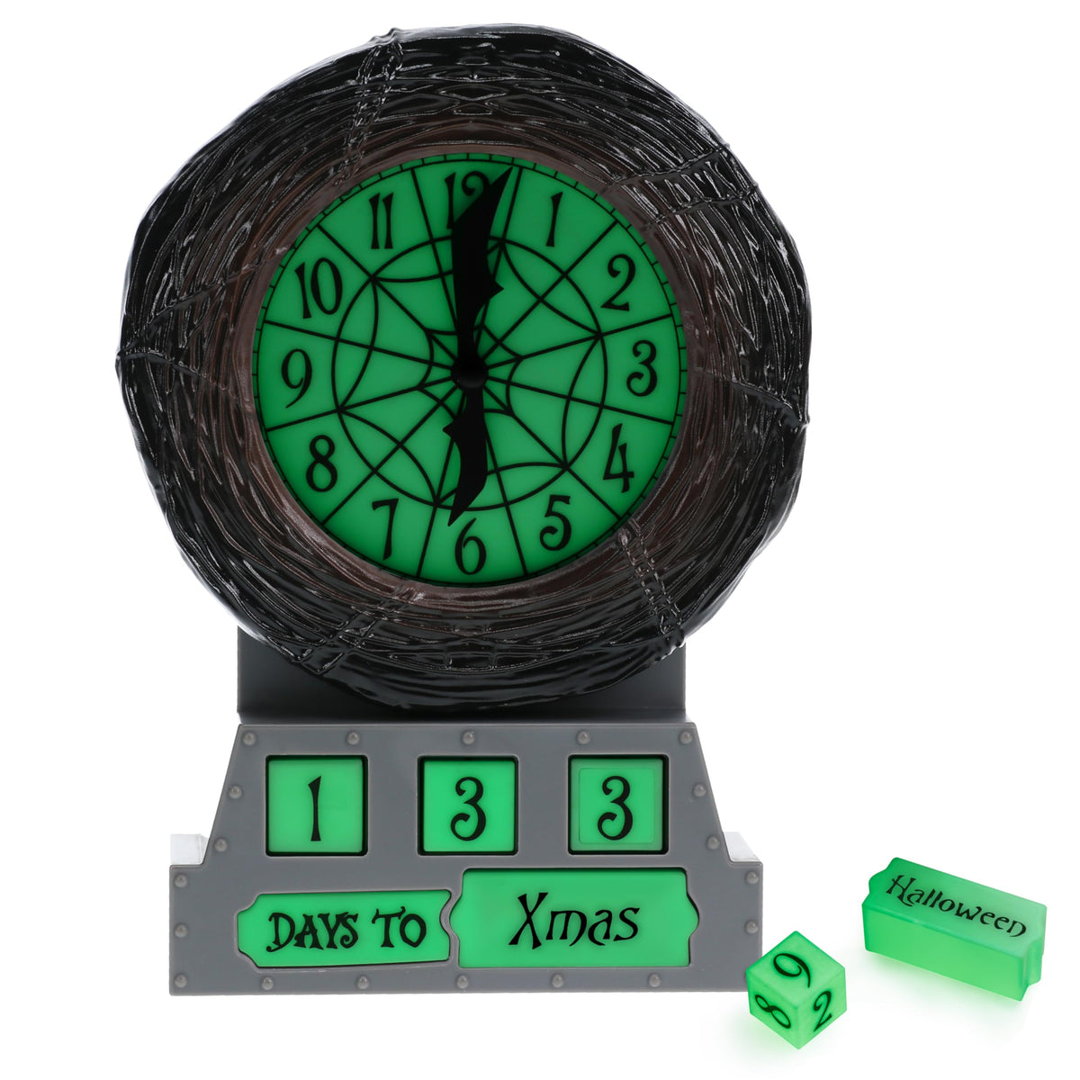 Paladone Nightmare Before Christmas Countdown Alarm Clock - Officially Licensed Disney Merchandise, Glow in The Dark Festive Decoration for Halloween and Christmas, Spooky Home Decor