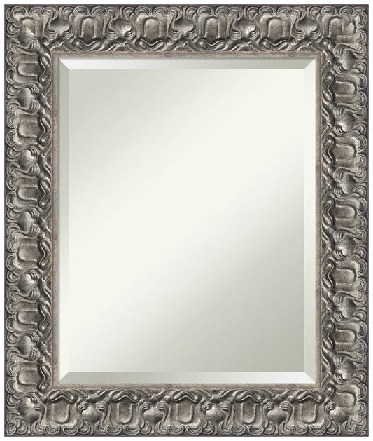 Amanti Art Silver Bathroom Mirror for Over Sink, 26x22 Silver Luxor Rectangle Vanity Mirror, Small Traditional Wood Frame, Hangs Horizonally and Vertically, Bathroom Wall Decor, Beveled Edge