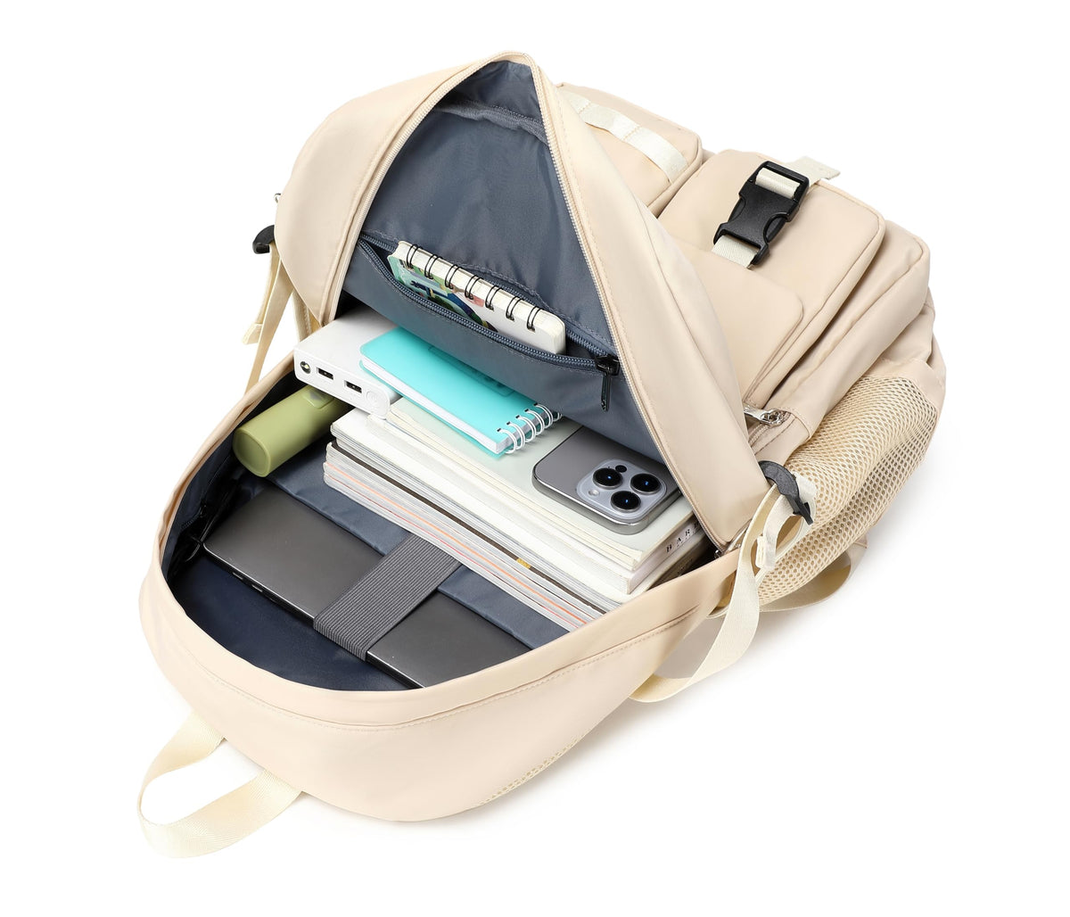 Wadirum Women Casual Backpack Set Girl School Bookbag Set Cute Laptop Ruaksack Beige
