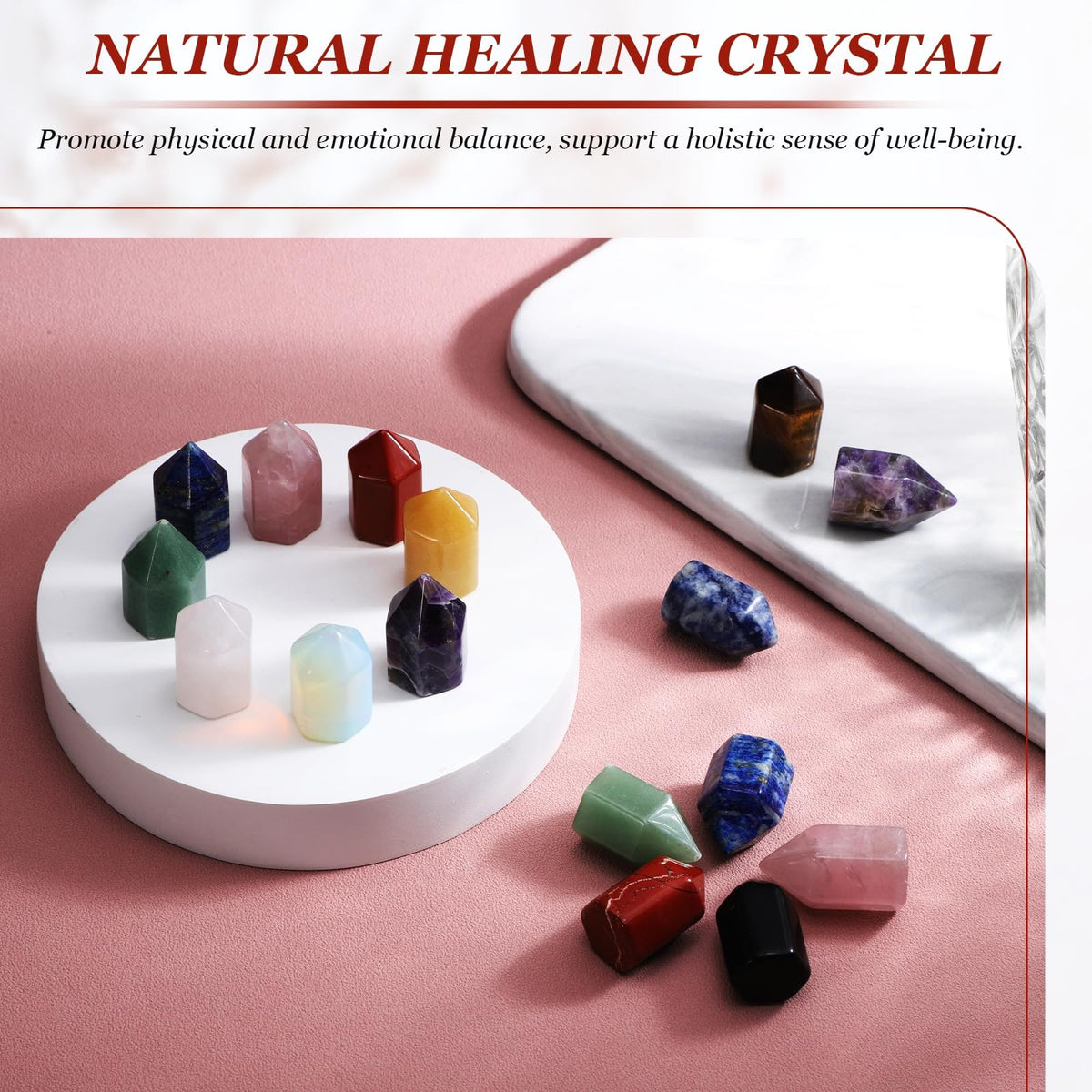 MECCANIXITY Crystals Wands Red Stone Hexagonal Faceted Single Points Towers Pocket Polished Stone Bulk for Energy Chakra Meditation Crystal Healing, 15 x 25mm (Deep Red),5Pcs
