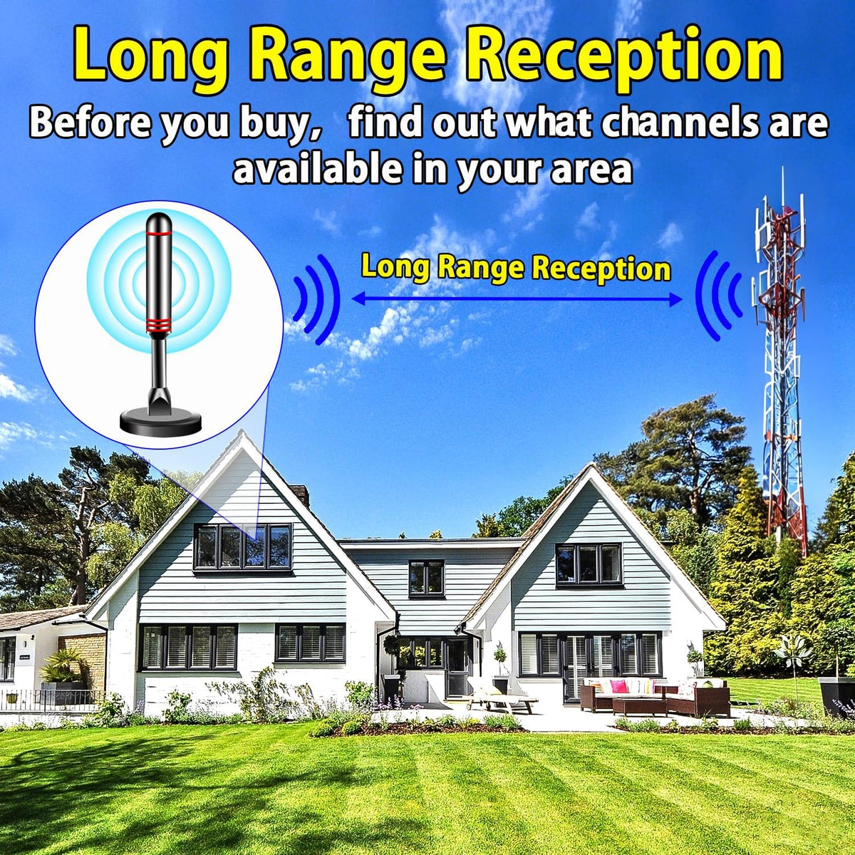 Generic 4K 1080p TV Antenna Indoor Antenna for Smart TV for Long Range Reception and All Smart TVs HD Digital Antenna