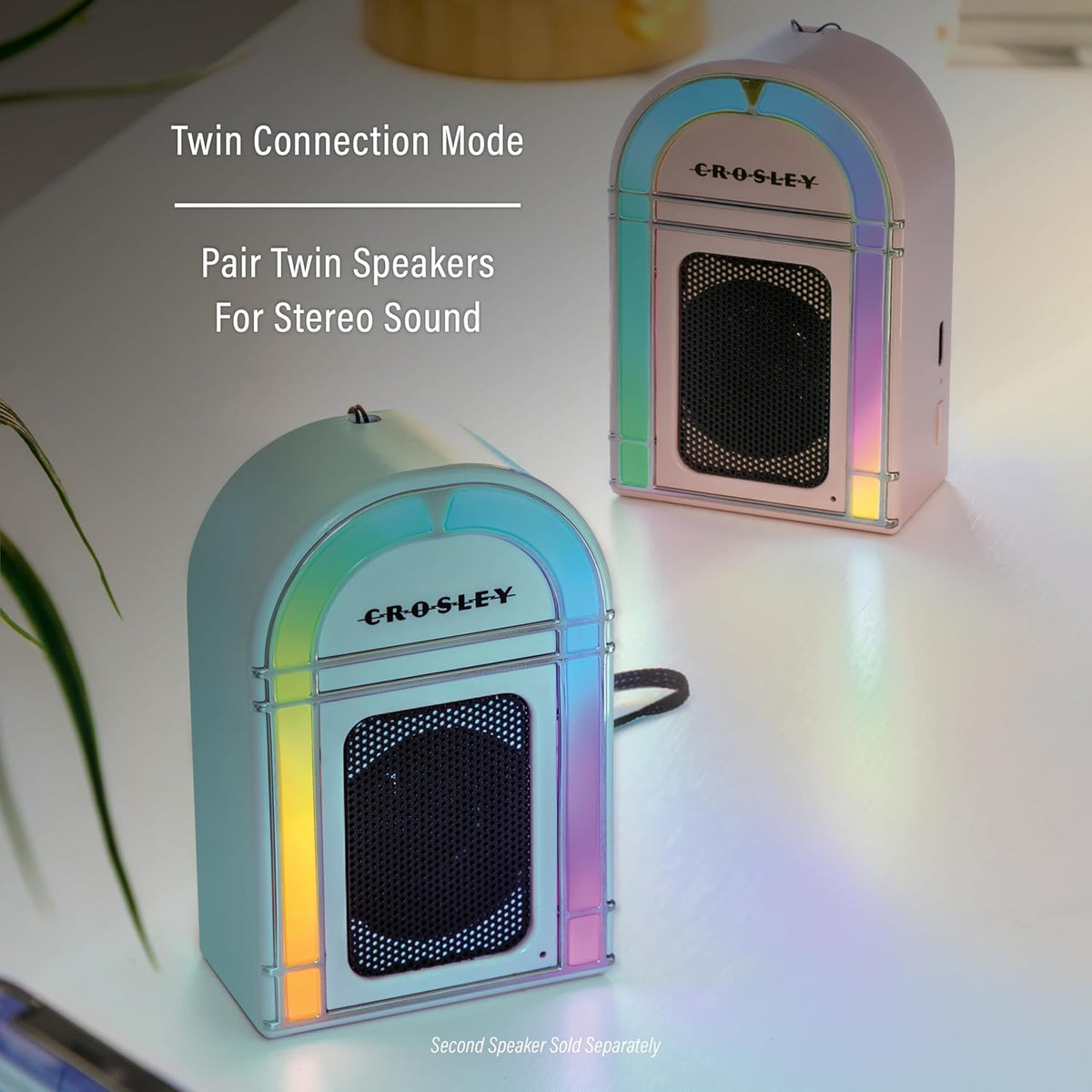 Crosley Aqua Blue Mini Jukebox Bluetooth Speaker with LED Lights