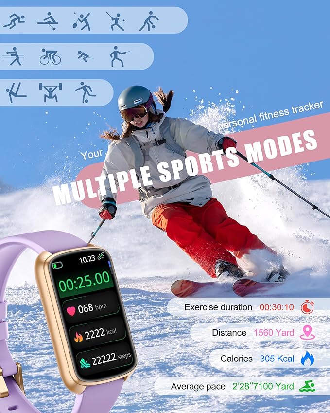 Fitness Tracker, Smart Watch for Women Men with 24/7 Heart Rate/Blood Pressure/Blood Oxygen Monitor,Sleep Tracker,Step & Calorie Counter, IP68 Waterproof Fitness Watches Compatible with Android&iPhone