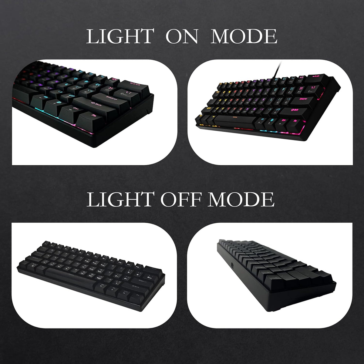 Bangsanth 60% 26-Mode 61-Key, Mechanical Keyboard, Mechanical Gaming Keyboard with Blue Switches and Dynamic RGB