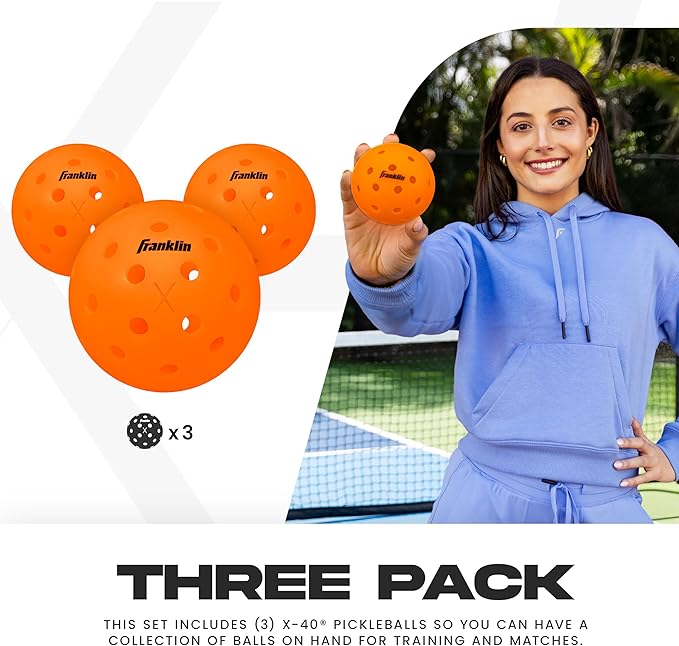 Franklin Sports X-40 Outdoor Pickleballs - Official Ball of USA Pickleball, APP Tour + US Open - Regulation Size