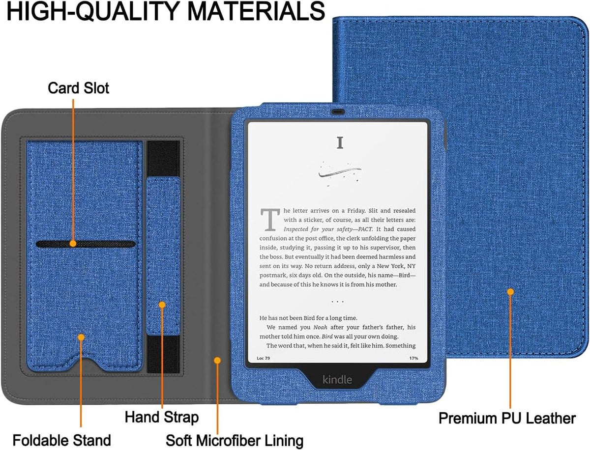 Snowwicase Ebook Case with Stand and Hand Strap,Incompatible Alcatel TCL (Navy Blue)