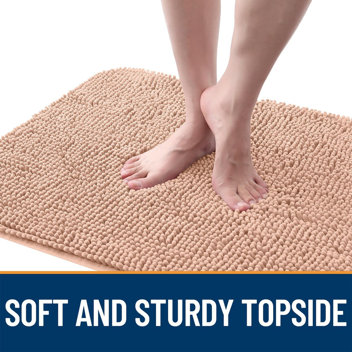 OLANLY Dog Door Mat - Absorbent Non-Slip Chenille for Muddy Paws | 40x24 Inches, Quick Dry, Peach