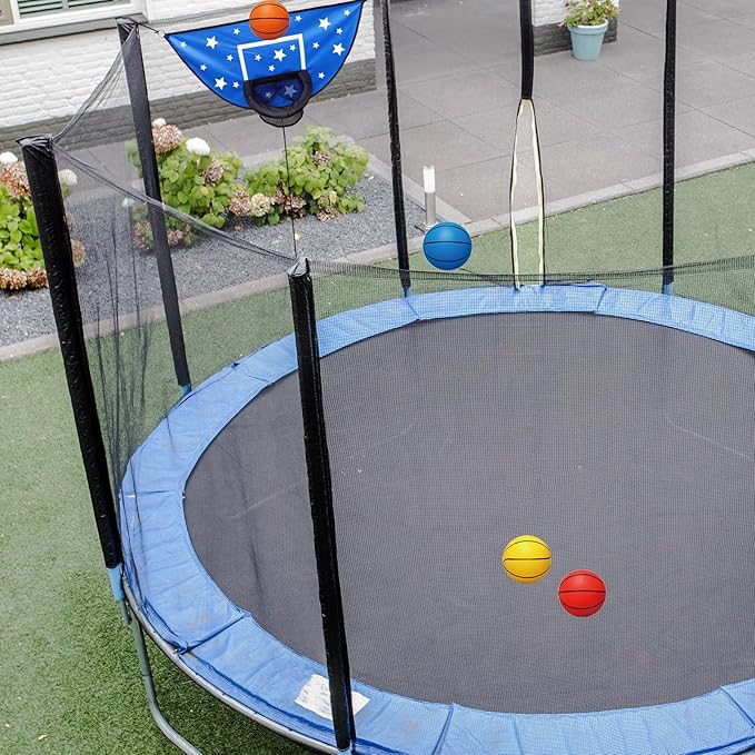 Trampoline Basketball Hoop, Attachment with Pump and Mini Ball, Universal Trampoline Accessories, Easy to Install