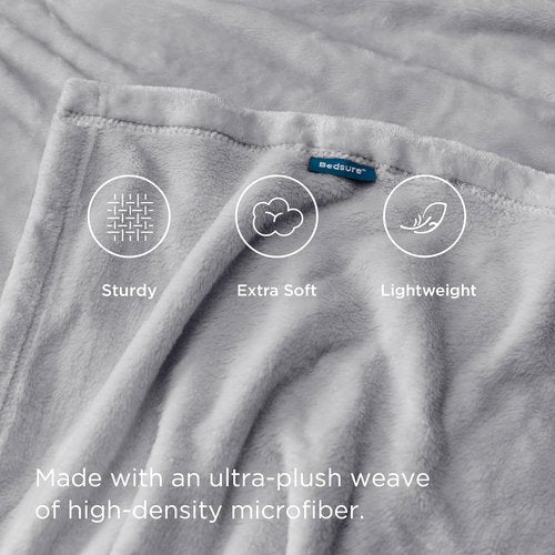 Bedsure GentleSoft Fleece Blanket - Lightweight Plush Cozy Twin Size in Light Grey, 60x80 Inches