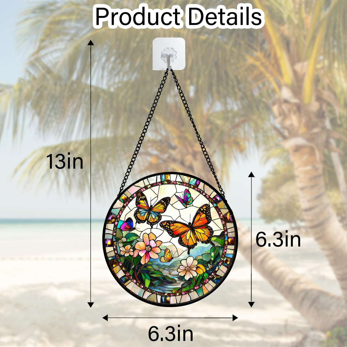 DASTOLL Stained Glass Window Hanging, Butterflies Flying in the Sky Suncatcher for Doors Home Sun Catchers Decoration and Christmas, Mother's Day Birthday Gifts for Women, Men, and Mom 6.3 in