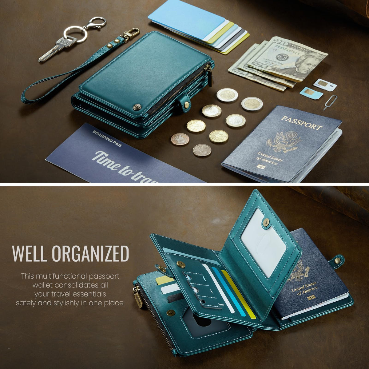 ASAPDOS Passport Holder Wallet Case Wallet for Men Women Blue