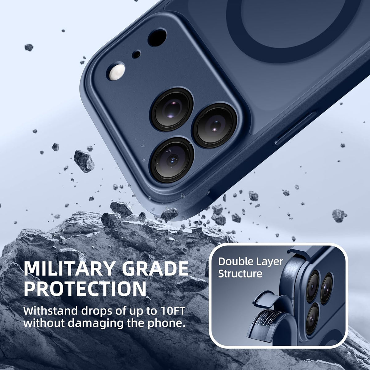 BERFY 17 6.3", for iPhone Pro Case, Compatible with MagSafe, Built-in Privacy Screen Protector, Camera Protection