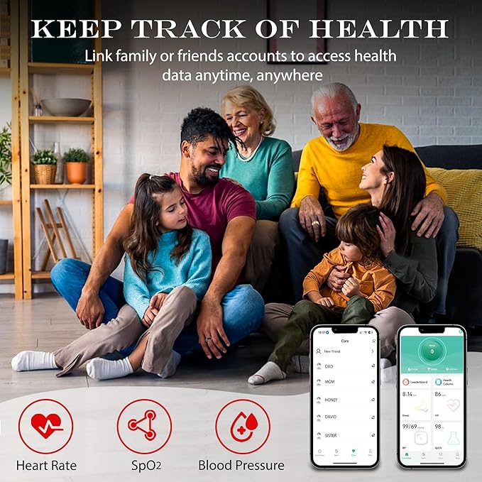 Smart Health Ring for Women Men Fitness Tracker with Heart Rate, Blood Oxygen, Blood Pressure, Sleep Monitoring, Step Counting, IP68 Waterproof for iOS and Android, No Subscription Fee, Silver 11