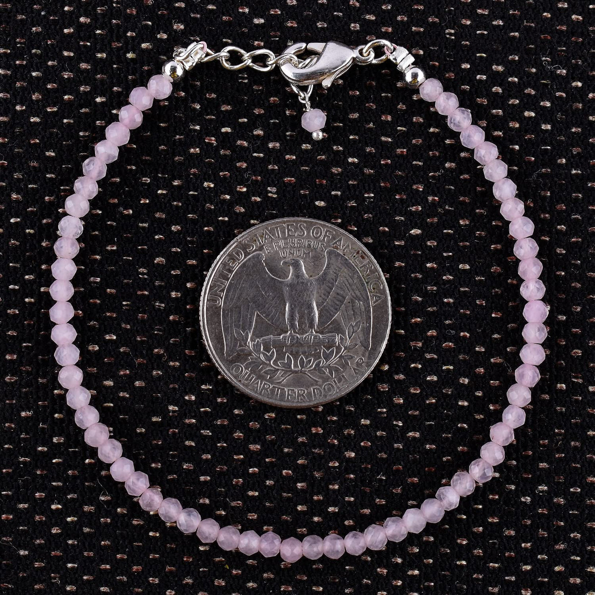 YANARA Rose Quartz Bracelet for Women, Natural Pink Gemstone Beads Dainty Jewelry, April Birthstone, Energy Healing Crystals, Silver Plated Chain 8 inch Adjustable, Birthday Valentines Day Gifts For Her