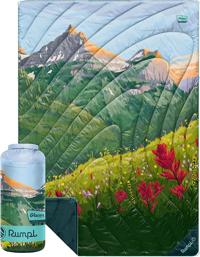 Rumpl Original Puffy Glacier National Park Blanket for Camping and Outdoors, V2, Glacier