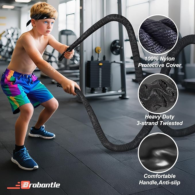 Battle Rope 1/1.26/1.5/2 Inch Diameter,Pink 30FT/40FT/50FT Exercise Workout Ropes for Home Gym Heavy Weighted Training Rope for Working Out